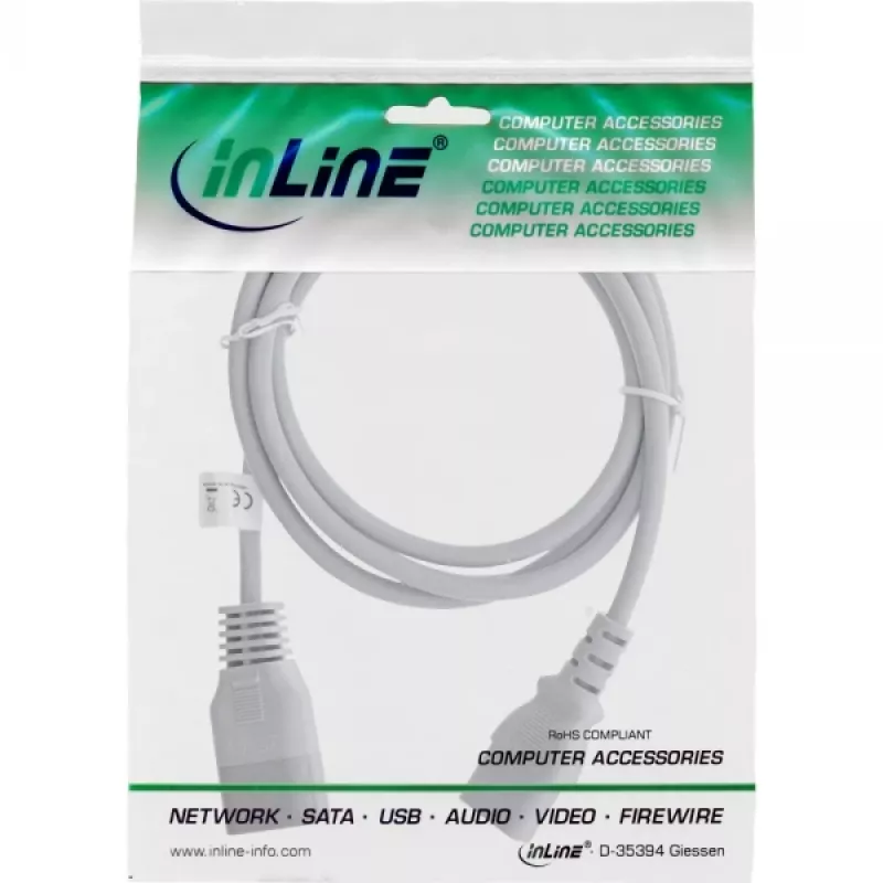 InLine 16632G pilkas C13/C14 ilginimo laidas 1,8 m