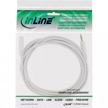 InLine garso ilginimo laidas, 3,5 mm M/M, baltas/auksinis, 10 m