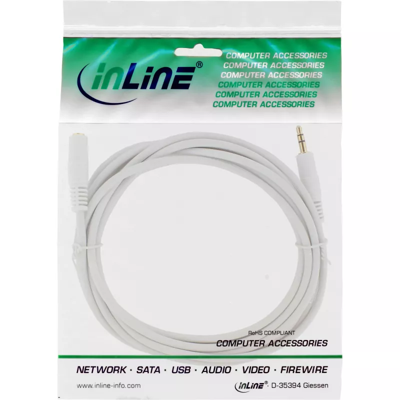InLine garso ilginimo laidas, 3,5 mm M/M, baltas/auksinis, 10 m
