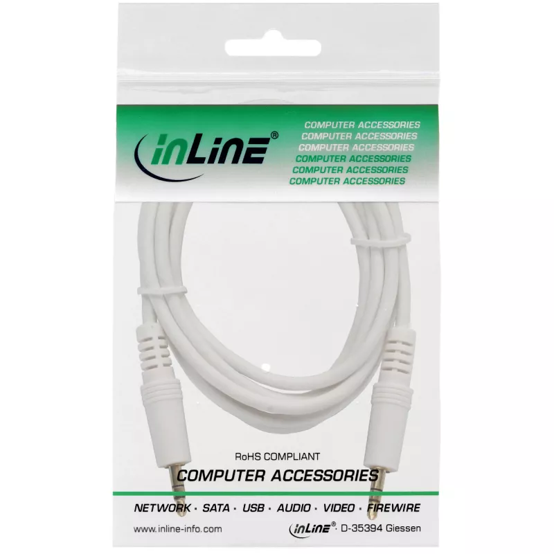 InLine garso laidas 3.5 mm stereo kištukas / kištukas, baltas/auksinis, 1,5 m