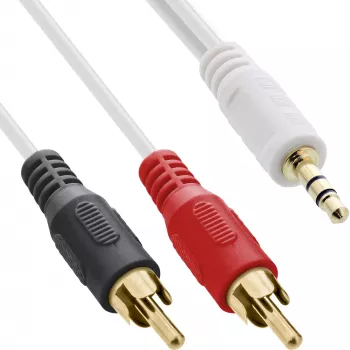 InLine garso laidas 2x RCA patinas / 3,5 mm patinas Stereo baltas/auksinis 3 m