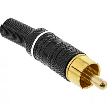 InLine RCA lizdas litavimui, juodas su baltu žiedu, 6 mm kabeliui