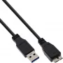 USB 3.2 Gen.1 laidas Type A / Micro B InLine 35410 1m juodas