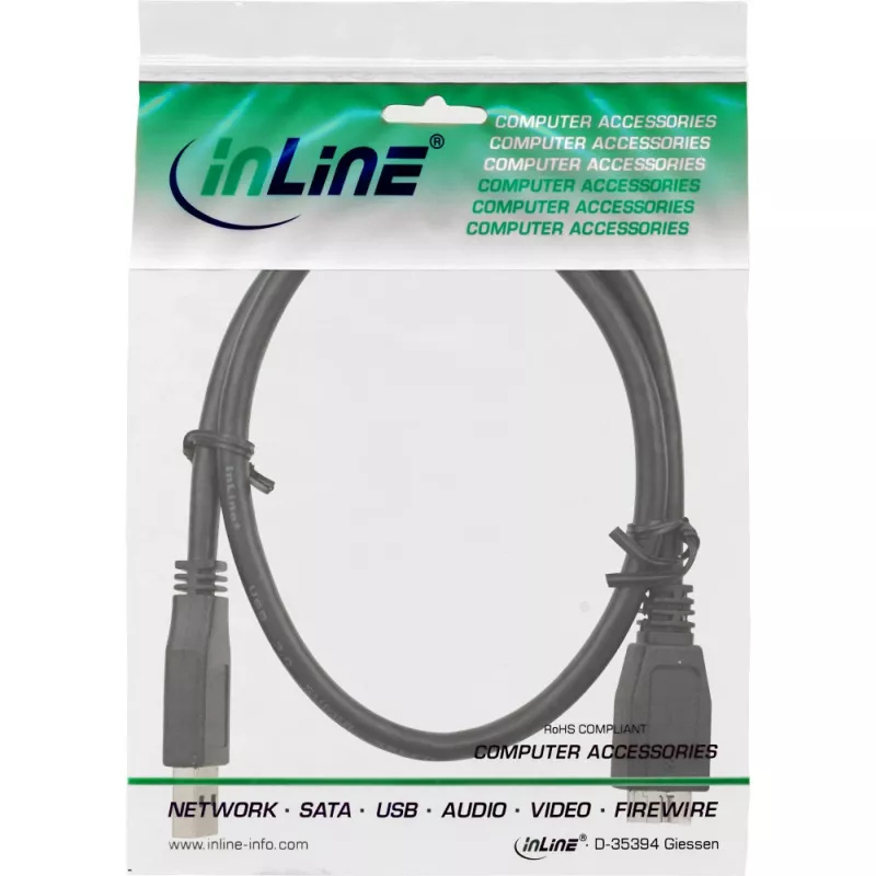 InLine USB 3.2 Gen.1 laidas Type A kištukas / Micro B kištukas, juodas, 0,5 m