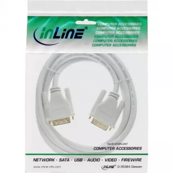 InLine DVI-D kabelis 24+1 kištukas / kištukas DVI Dual Link baltas/auksinis 5 m