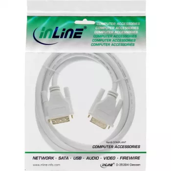 InLine DVI-D kabelis 24+1 kištukas / kištukas DVI Dual Link baltas/auksuotas 2 m