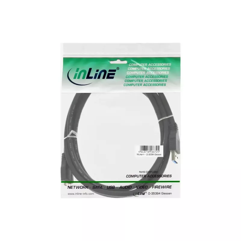 InLine USB 3.2 Gen.1 kabelis, USB-A į Micro-USB B, 5 m, juodas (35450)