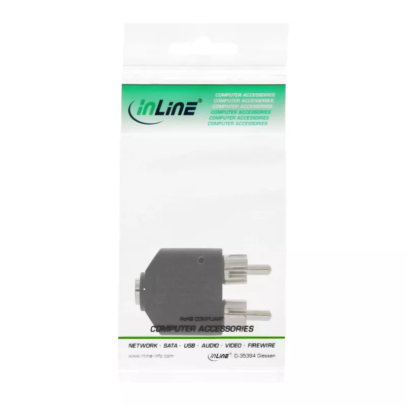 Garso adapteris 3,5 mm lizdas (moteris) stereo / 2x RCA (vyras) InLine 99343