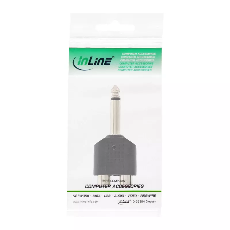 InLine garso adapteris 6,3 mm kištukas mono / 2x RCA lizdas