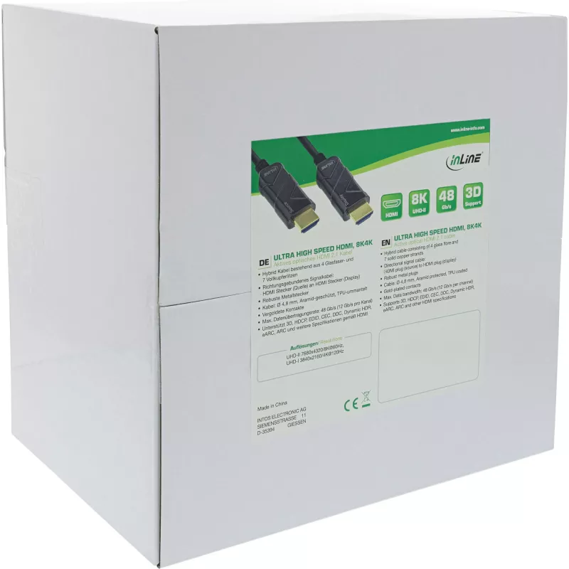 InLine HDMI AOC laidas, Ultra High Speed HDMI, 8K4K, juodas, 80m