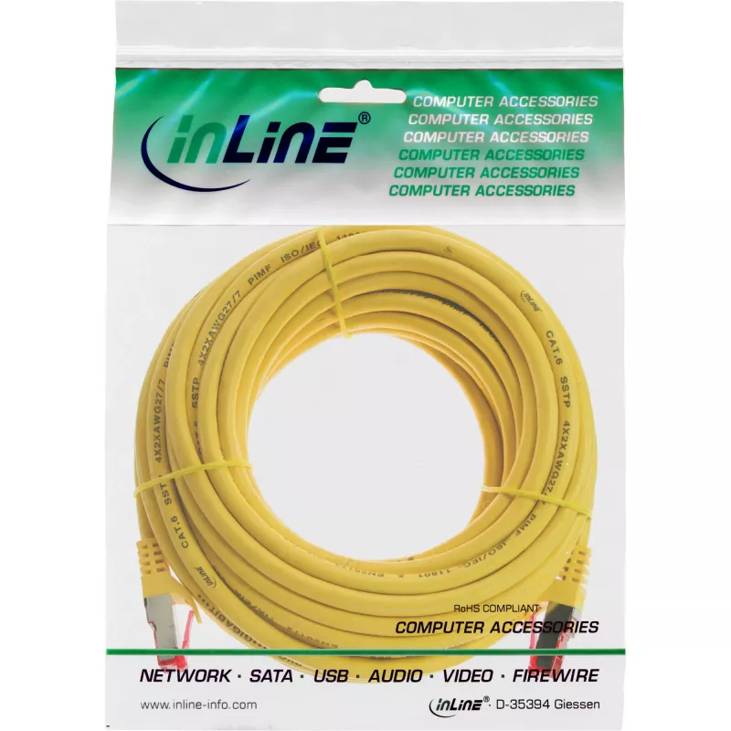 InLine Patch Laidas S/FTP PiMF Cat.6 250MHz PVC varis geltonas 50m