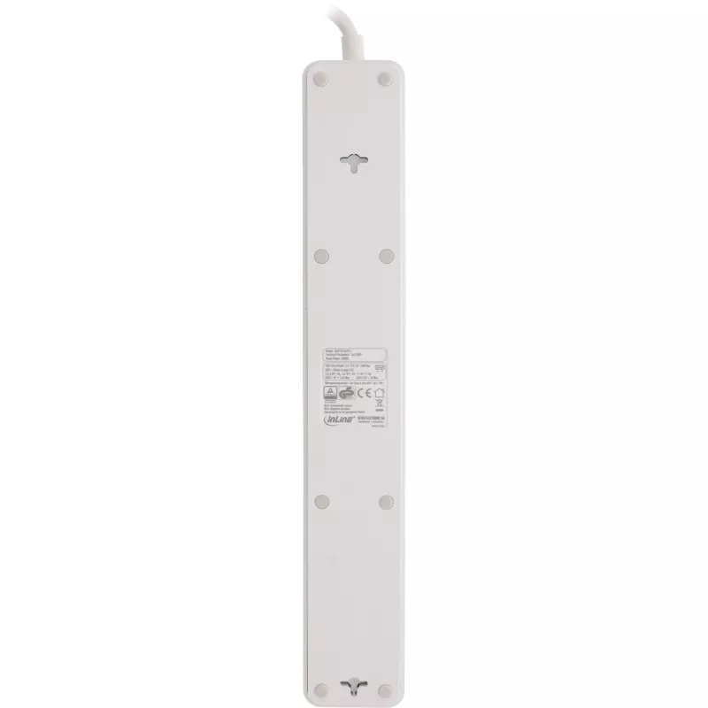 InLine kištukinis lizdas, 5 jungtys CEE 7/3, su apsauga ir USB QC3.0 baltas