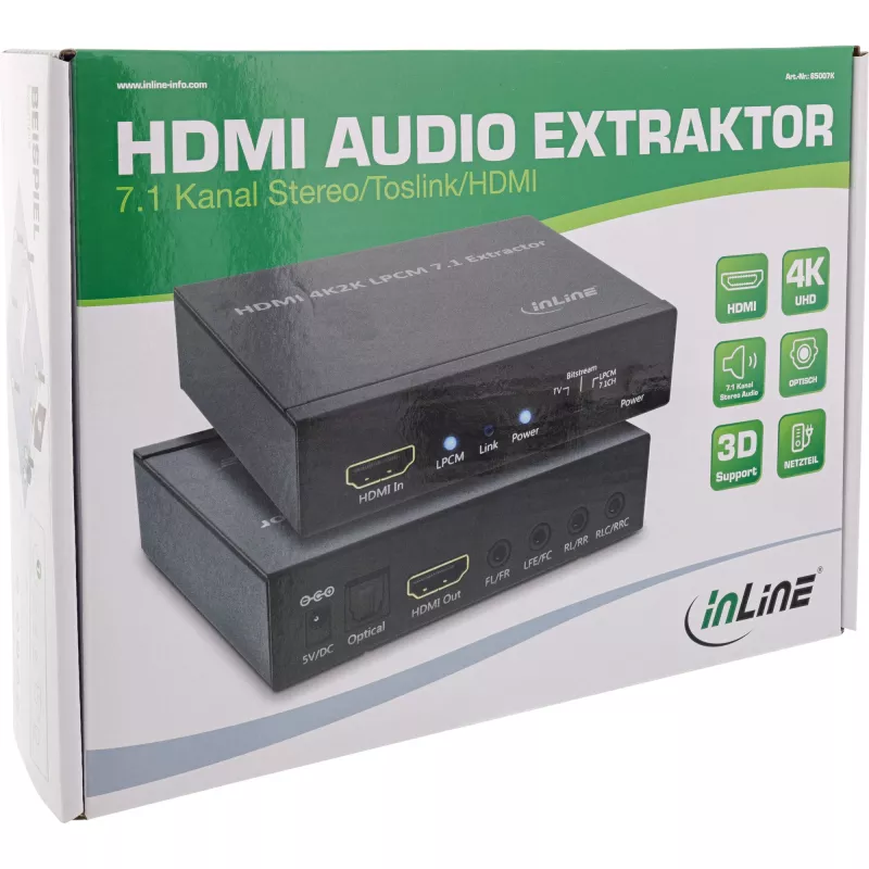 InLine HDMI garso ištraukiklis, 4K2K HDMI įvestis