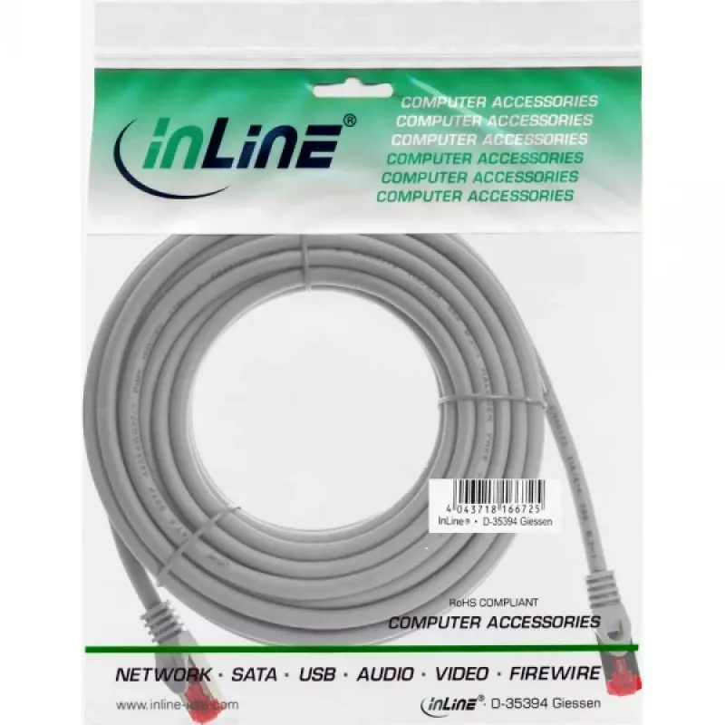 InLine Patch Laidas S/FTP PiMF Cat.6 250MHz varis be halogenų pilka 7,5m
