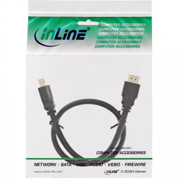 InLine HDMI laidas, High Speed HDMI, M/M, juodas, paauksuoti kontaktai, 1 m