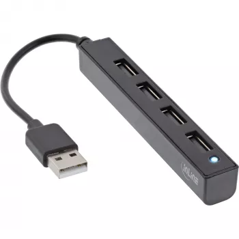 InLine USB 2.0 4 prievadų USB šakotuvas, USB-A kištukas į 4x USB-A lizdą, kabelis 15 cm