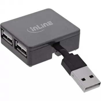 InLine USB 2.0 4 prievadų šakotuvas, USB-A kištukas į 4x USB-A lizdus, 4 cm laidas