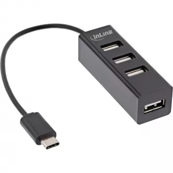 InLine USB 2.0 4 prievadų šakotuvas, USB-C kištukas į 4x USB-A lizdus, kabelis 15 cm