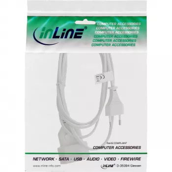 InLine Euro tipo C kištukinis ilginimo laidas, kištukas / lizdas, baltas, 2 m