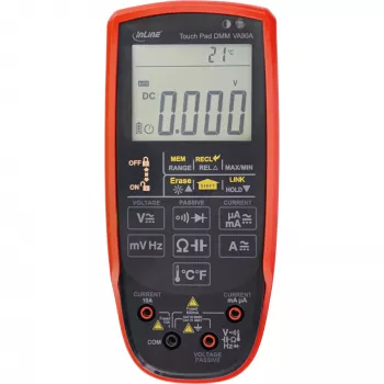 Multimetras InLine 43127 su jutikliniu skydeliu, apšviestu LED ekranu 62x50 mm, CAT III/CAT IV, AA baterija