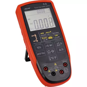 Multimetras InLine 43127 su jutikliniu skydeliu, apšviestu LED ekranu 62x50 mm, CAT III/CAT IV, AA baterija
