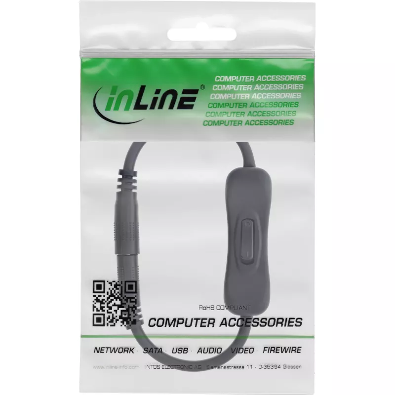 InLine trumpas DC ilginimo laidas su jungikliu, 5.5x2,1 mm, 0,20 m