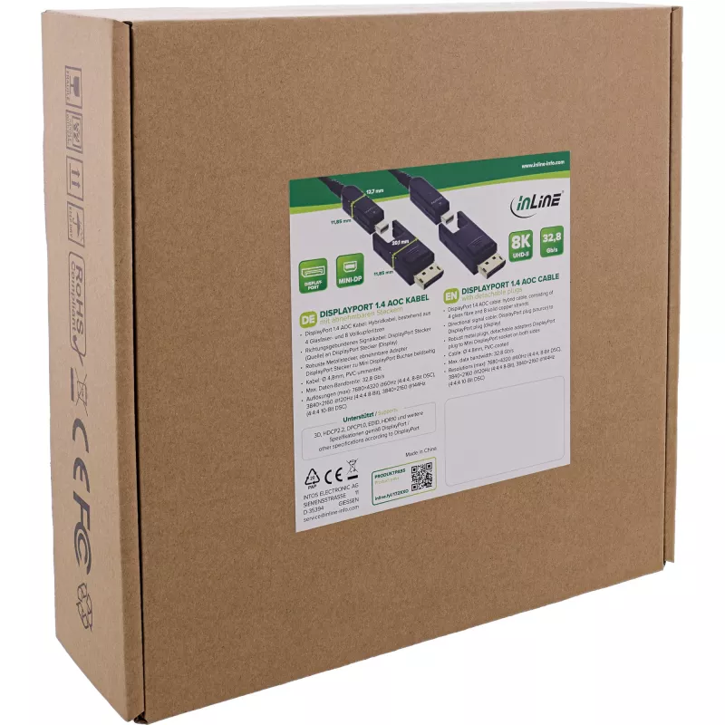 InLine 17240O DisplayPort aktyvus optinis kabelis 40 m Mini DisplayPort / DisplayPort juodas
