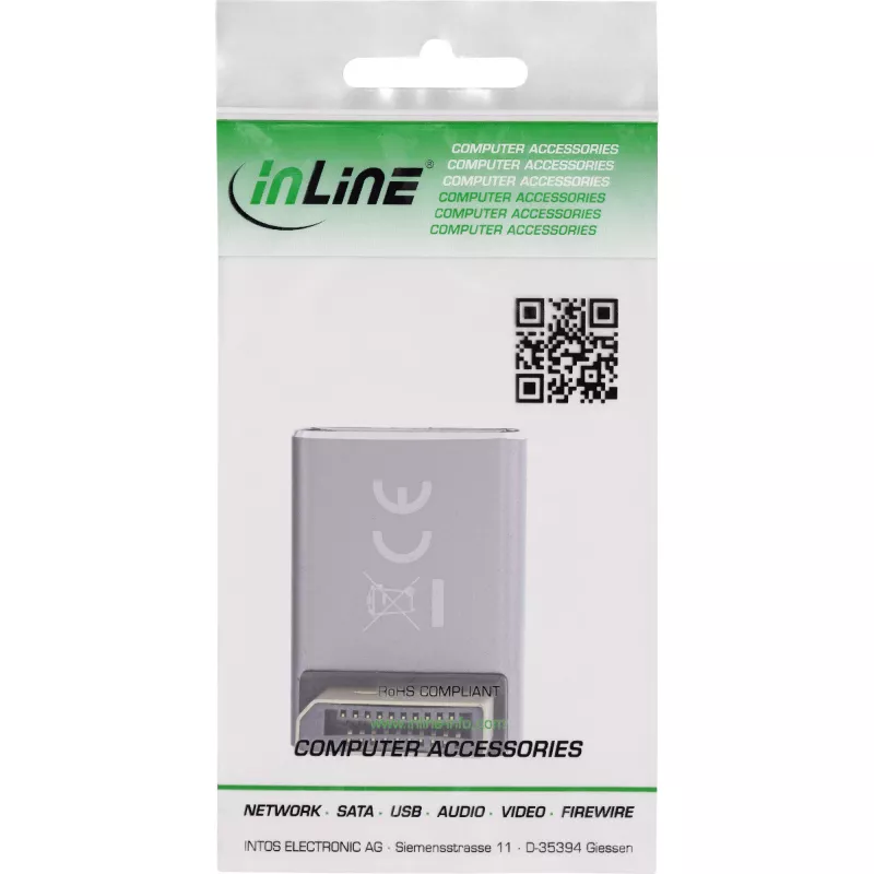 InLine 17291F DisplayPort 1.4 adapteris, kištukas/lizdas, 90 laipsnių žemyn, 8K