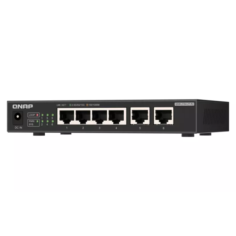 QNAP QSW-2104-2T-R2 tinklo jungiklis nevaldomas 10G Ethernet (100/1000/10000) stalinis juodas