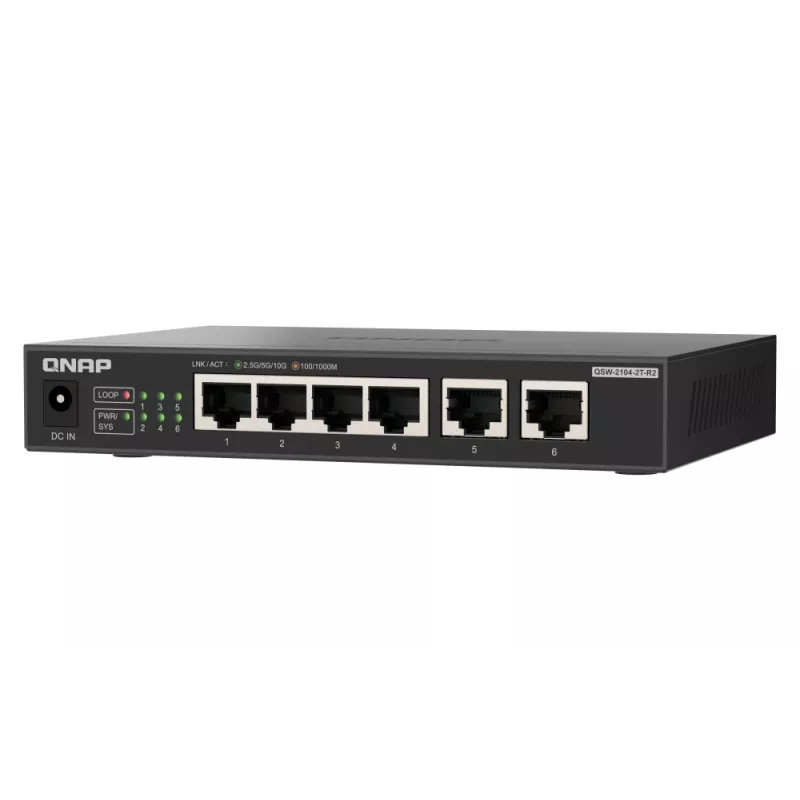 QNAP QSW-2104-2T-R2 tinklo jungiklis nevaldomas 10G Ethernet (100/1000/10000) stalinis juodas