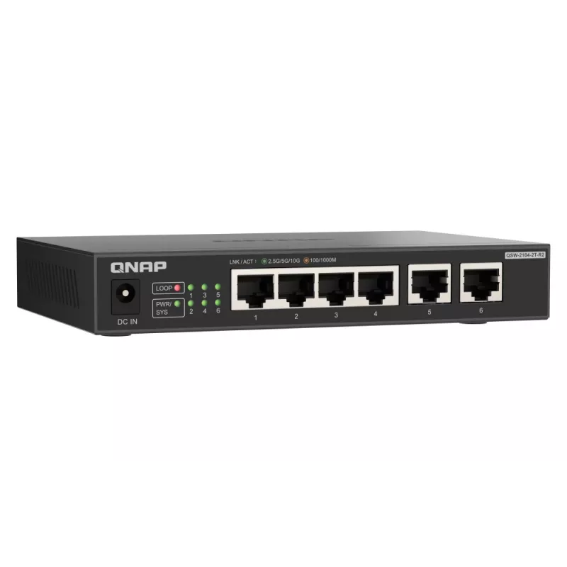 QNAP QSW-2104-2T-R2 tinklo jungiklis nevaldomas 10G Ethernet (100/1000/10000) stalinis juodas