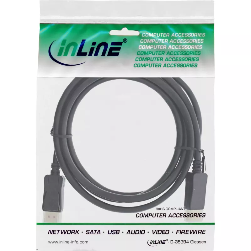 DisplayPort kabelis InLine 15305 5 m Juodas 6 mm skersmuo