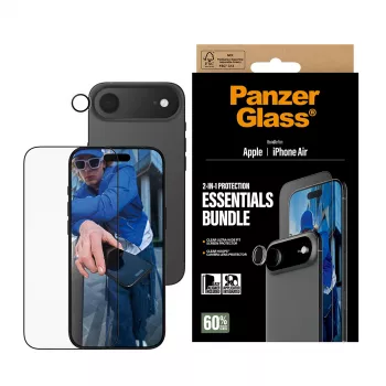 PanzerGlass 2-in-1 Essentials Bundle iPhone Air – apsauginis stiklas ekranui ir objektyvams