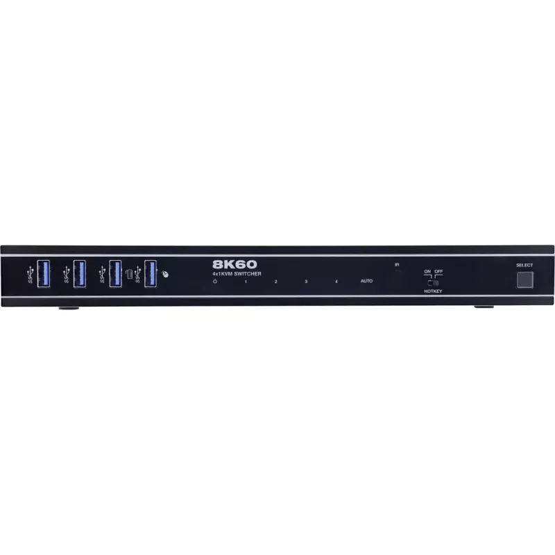 InLine 57885D KVM jungiklis 4 prievadų HDMI 2.1 8K, montavimas į stelažą, juodas