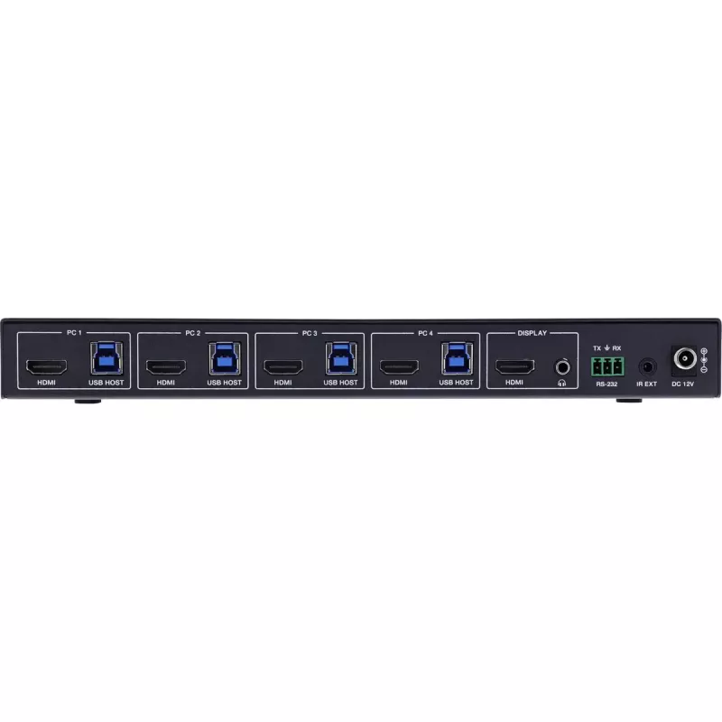 InLine 57885D KVM jungiklis 4 prievadų HDMI 2.1 8K, montavimas į stelažą, juodas