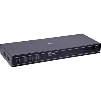 InLine 57885D KVM jungiklis 4 prievadų HDMI 2.1 8K, montavimas į stelažą, juodas