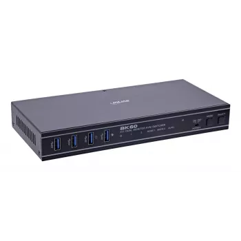 InLine 57885H KVM jungiklis, HDMI 2.1, dviejų monitorių, 8K60Hz, juodas, montavimui į stelažą