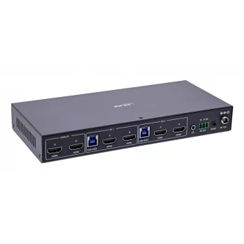 InLine 57885H KVM jungiklis, HDMI 2.1, dviejų monitorių, 8K60Hz, juodas, montavimui į stelažą