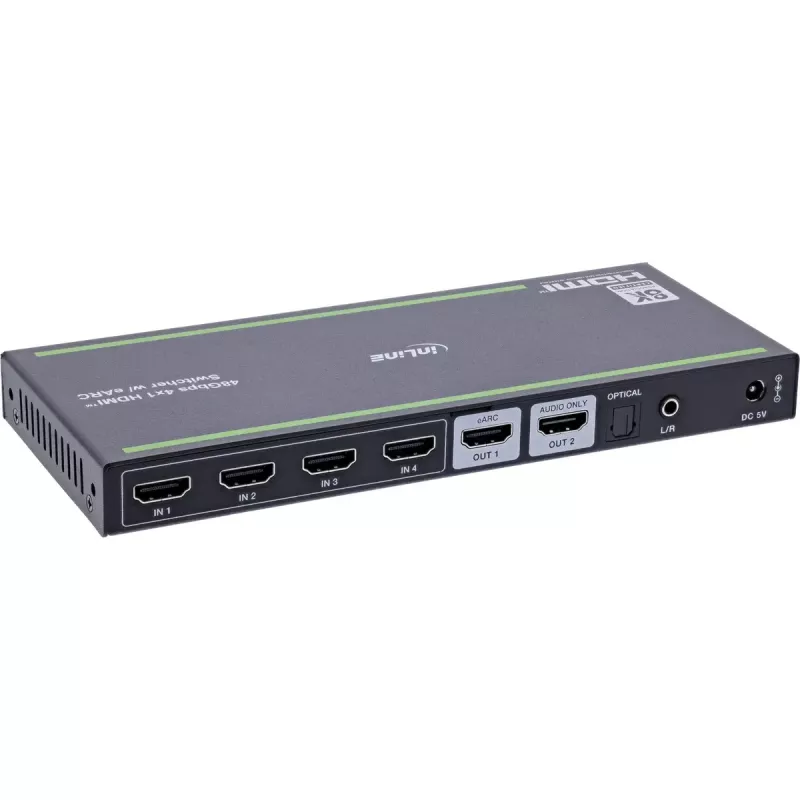 InLine 57885A HDMI jungiklis 4 į 1 su garso išskyrimu, 8K@60Hz