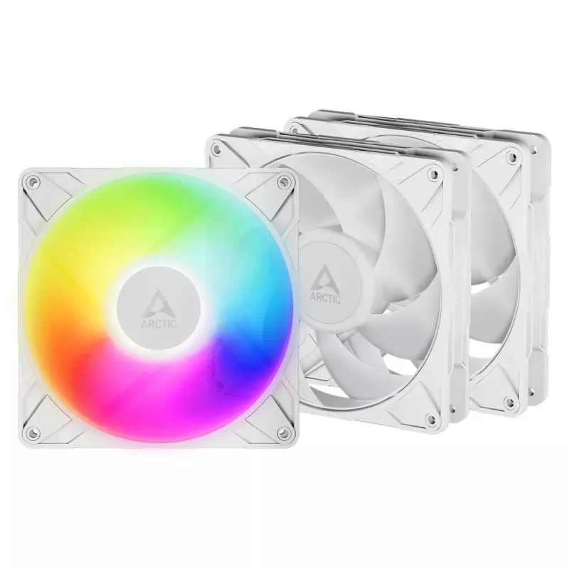 ARCTIC Freezer P14 Pro A-RGB (Baltas) - 3 vnt. rinkinys 140 mm A-RGB PWM ventiliatorius su kabelio dalikliu