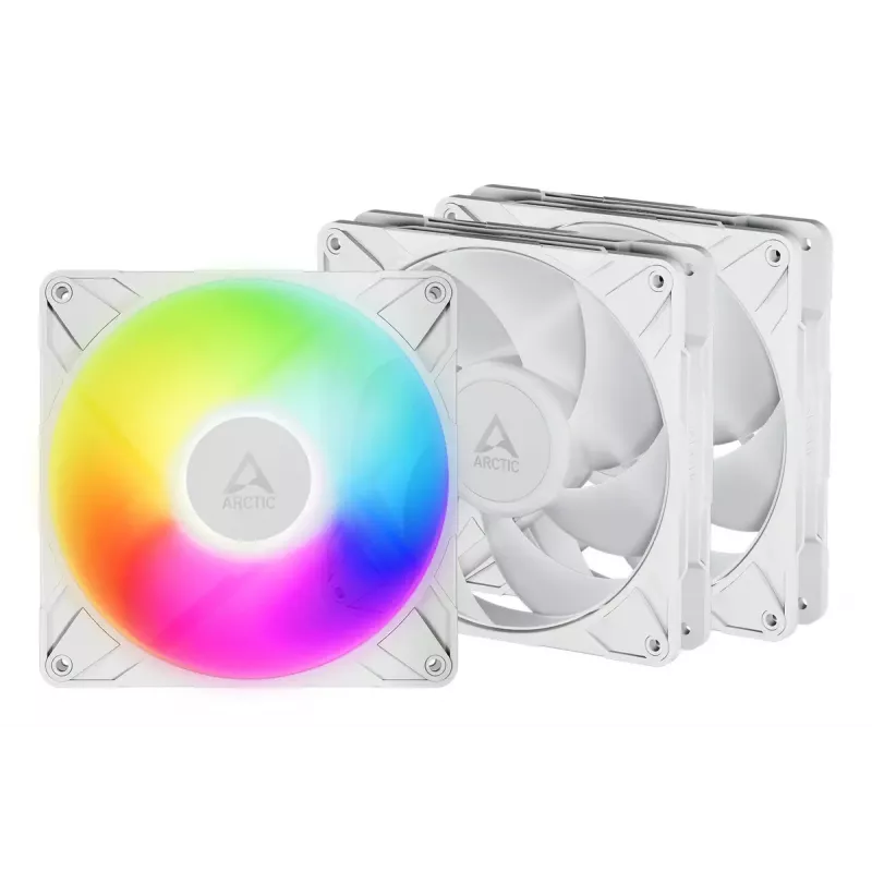ARCTIC Freezer P14 Pro A-RGB (Baltas) - 3 vnt. rinkinys 140 mm A-RGB PWM ventiliatorius su kabelio dalikliu