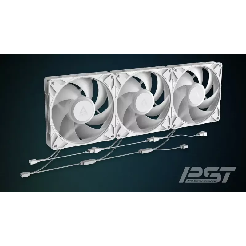 ARCTIC Freezer P14 Pro A-RGB (Baltas) - 3 vnt. rinkinys 140 mm A-RGB PWM ventiliatorius su kabelio dalikliu