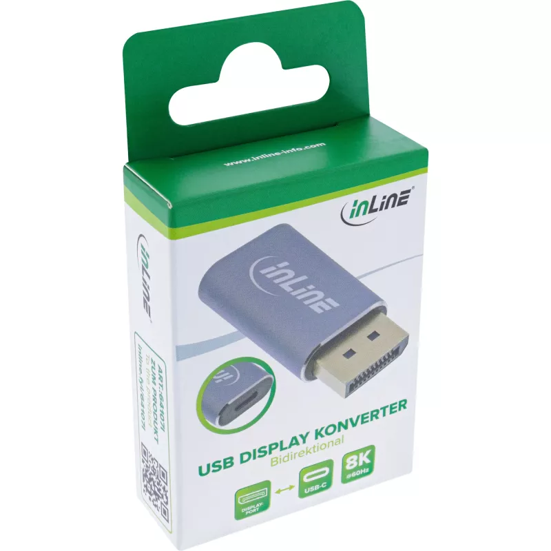 InLine 64107I vaizdo adapteris USB Type-C į DisplayPort pilka