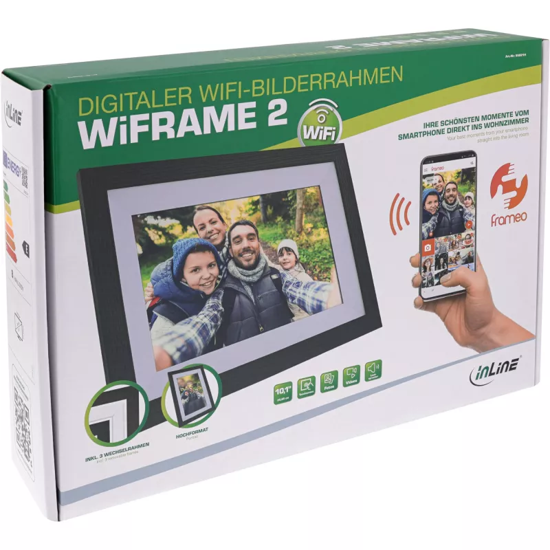 InLine WiFRAME 2 skaitmeninis nuotraukų rėmelis, 10.1 colio 1920x1200 16:10 IPS Touch, Frameo programa