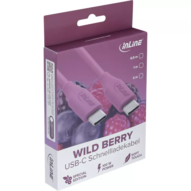 USB-C kabelis InLine 35891P 1 m violetinis USB 2.0 0.48 Gbit/s