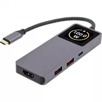 USB-C sąsajų centras InLine 35392D USB 3.2 Gen 2 Type-C į HDMI, USB-A, USB-C 10000 Mbit/s Pilka