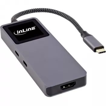 USB-C sąsajų centras InLine 35392D USB 3.2 Gen 2 Type-C į HDMI, USB-A, USB-C 10000 Mbit/s Pilka