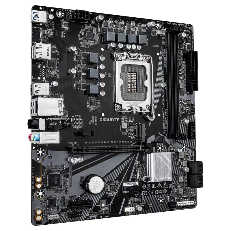 GIGABYTE H610M D3W WIFI6 pagrindinė plokštė – palaiko 14-os kartos Intel Core procesorius, 5+1+1 VRM fazės, iki 5600 MHz DDR4, 1xPCIe 3.0 M.2, Wi-Fi 6, 1GbE LAN, USB 3.2 Gen 1