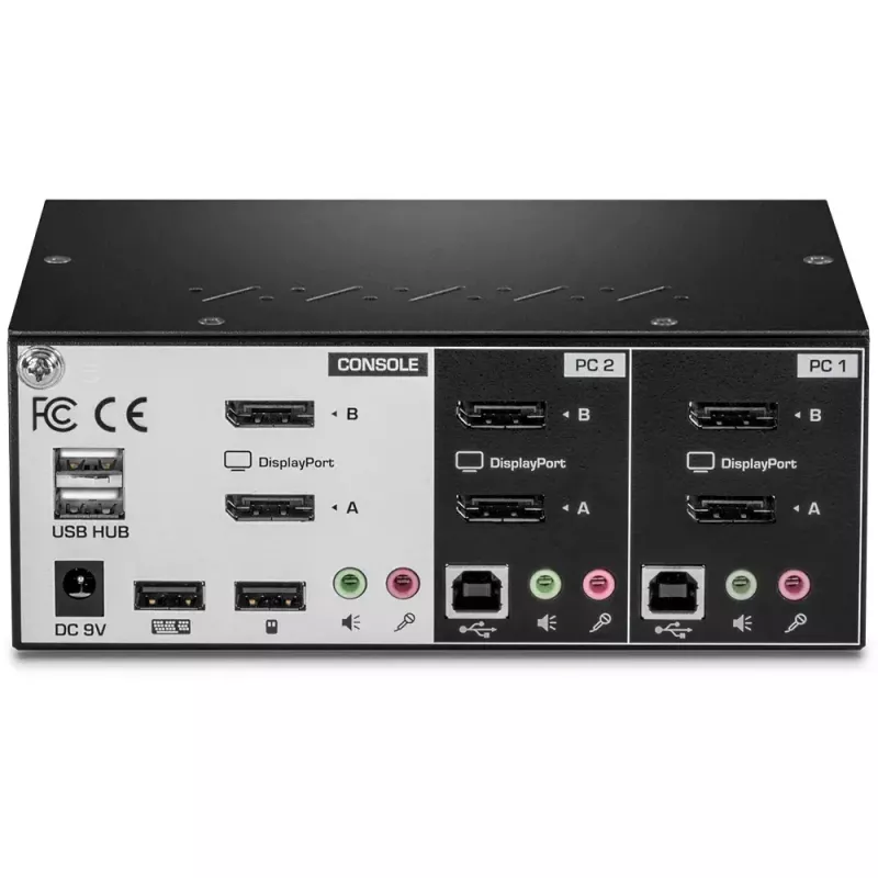 KVM jungiklis Trendnet TK-240DP, 2 prievadai, dviejų monitorių, DisplayPort, 4K UHD, juodas