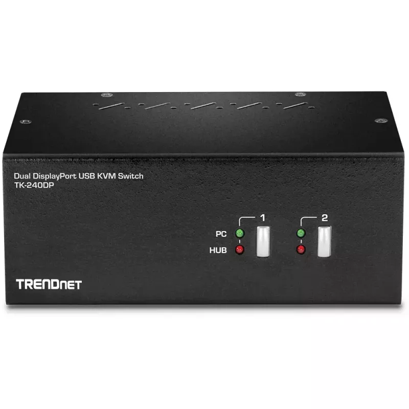 KVM jungiklis Trendnet TK-240DP, 2 prievadai, dviejų monitorių, DisplayPort, 4K UHD, juodas